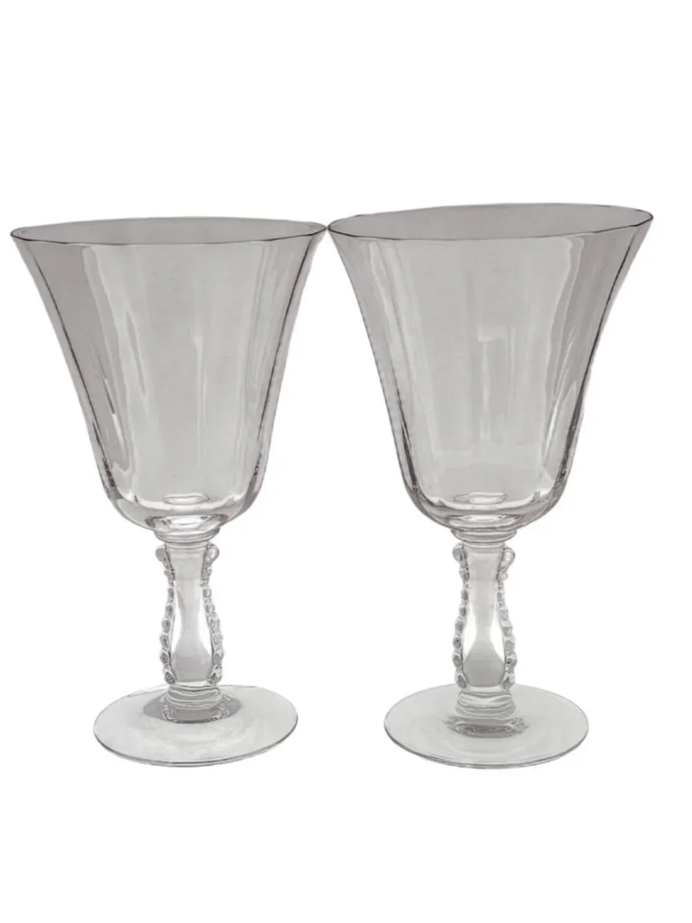 2 Vintage Fostoria Silver Low Water Goblets Crystal Set Elegant Depression Glass